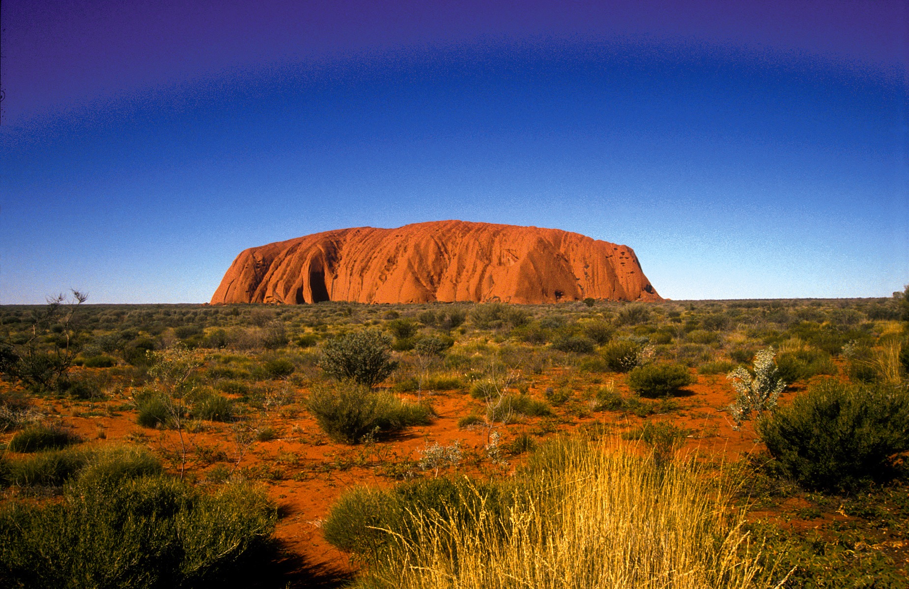 Ayers Rock/Uluru in central Australian desert, Northern Territory. 1992.