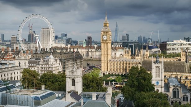 Palace of Westminster from the dome on Methodist Central Hall v2